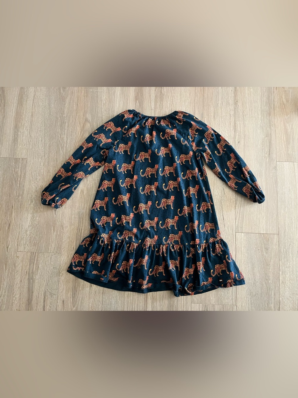 Tea Collection Girl’s Long Sleeve Ruffle Dress Anatolian Leopards - Size 8 - Picture 4 of 5